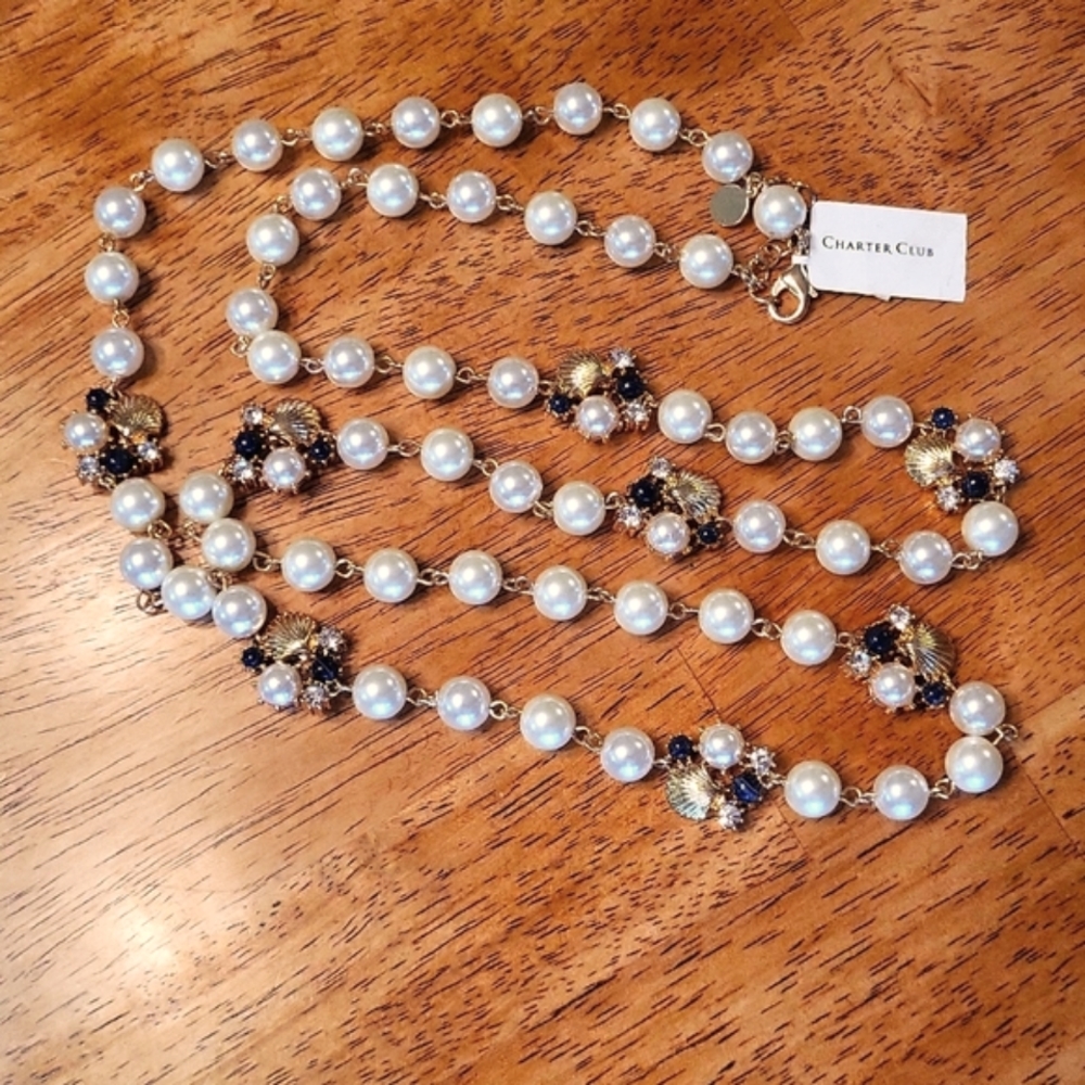 Charter Club Shell, Stone, Pearl Strand Necklace